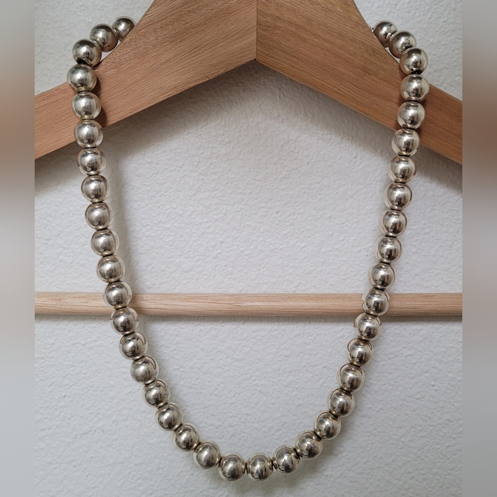 18.5" Silver-Tone Beaded Costume Jewelry Necklace